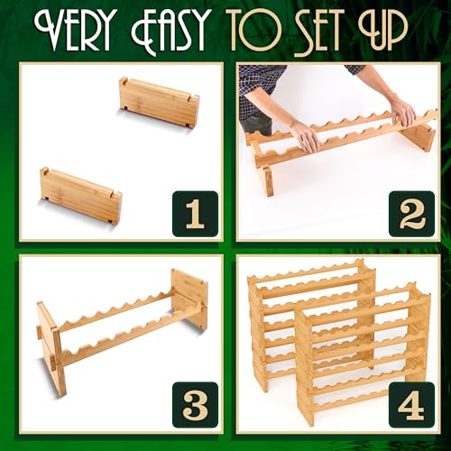 SereneLife 12 Tier Shelf-Strong Frame Solid Bamboo for 108 Bottle Wine Capacity (Color)