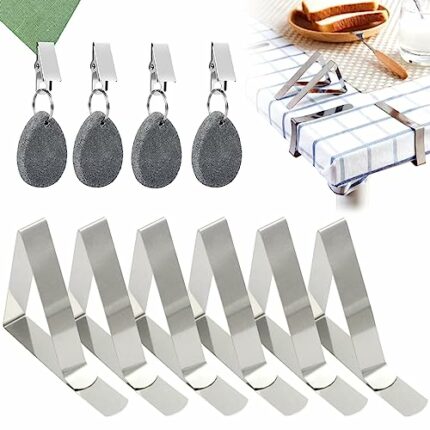 DKDDSSS 10PCS Tablecloth Clips, Table Cloth Clips for Outside Table, Stainless Steel Table Cover Clamps for Indoor Outdoor Table Cloth Holders fo