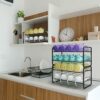 2-Tier Water Bottle Organzier Stackable Water Bottle Storage Rack Freestand Drink Organizer Black Metal Water Bottle Holder for Kitchen Pantry Li