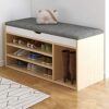 Wooden Shoe Storage Bench With Drawer,Modern Shoe Cabinet With Door,Entryway Shoe Bench With Padded Seat Cubby,D Walnut,80X24X50Cm(31X9X20Inch)