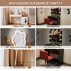 White Modern Vanity desk,Retractable Makeup dressing table with Nightstand,with Lighted Mirror and 2spacious drawers,Gift for Girls and Women wit