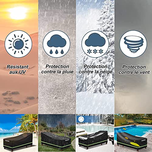 Devenirriche 2Pcs Sun Lounger Covers, Garden Sunbed Cover with Reflective Strip 210D Oxford Fabric Garden Outdoor Furniture Set Coverr (200 X 70