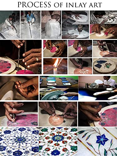 Gifts And Artefacts 30 x 60 Inches Pietra Dura Art Dining Table Top for Home Furniture Decor Rectangle Shape Black Marble Office Meeting Table wi