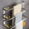 With Hook Towel Rack With Three Rods SuS 304 Stainless Steel,Bathroom Wall-Mounted Towel Rail Easy To Clean(Color:80cm)
