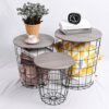 Lantaly Nesting Retro Wire Coffee Tables Stacking Storage Convertible Round Metal Basket Accent Side End Tables with Storage for Living Room Bedr