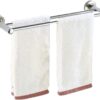 Bathroom Towel Bar Stainless Steel Double Wall Hanging Towel Rack Towel Hanging Towels Balcony Kitchen Bathroom Shelf Tower Hanger/40Cm