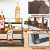 J JACKCUBE DESIGN 3 Tier Syrup Bottle Storage Rack, Rustic Wood and Metal Wire 12 Bottles Compartment Display Organizer Holder Stand for Syrup, W