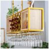 Vintage Stylish Simplicity Wine Rack Simple Creative Metal Multi-Function Display Inverted Wine Glass Holder Adjustable Height Bar Restaurant Flo