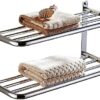 XHALERY Towel Shelf Towel Rack Bath 304 Stainless Steel Double Towel Shelves Holder 57CM Towel Row Wall Mounted Towel Rail Bar Hotel Rail Shelf S