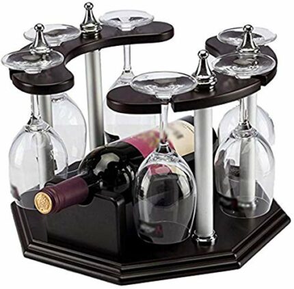 PIBM Stylish Simplicity Wine Racks Free Standing Retro,Creative Solid Wood Bottle Rack,Living Room Decoration,Household,Red Wine Glass Invert (32