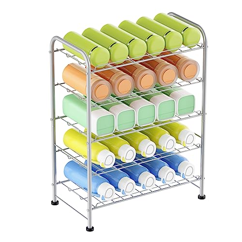 OYEAL Water Bottle Storage Rack 5 Tier Bottled Water Holder Organizer Freestanding Floor Beverage Soda Drink Stand Shelf for Kitchen Pantry Can S