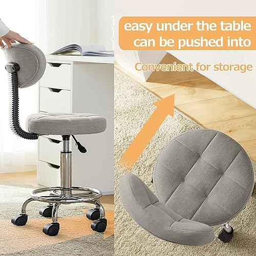 360° Swivel Barstools, Height Adjustable Counter Height Bar Chairs, with Back & Footrests & Quiet Casters, for Home Bar,Grey