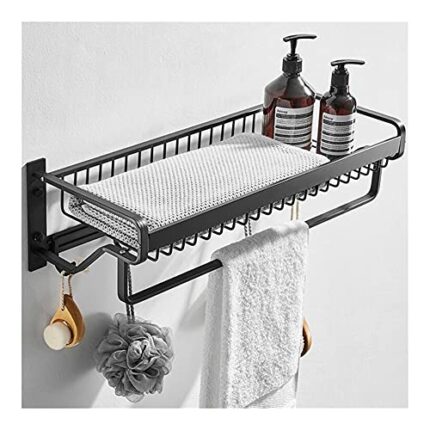HIGOH Towel Racks,Bathroom Towel Rack Wall Mounted Towel Holder,Nail or Nail Free Towel Rack Shelf,Bathroom Alumibathroom Shelf Accessories,Wall