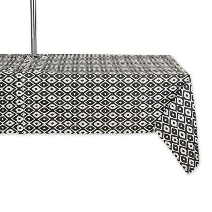 DII Ikat Outdoor Tabletop Collection Water Resistant, All Weather, 60x84 w/Zipper, Black