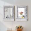 Aeveco Silver Wall Mirror with Shelf, Dimention11x15 inch, Crystal Crush Diamond Mirror Decor for Vanity or Living Room, Sparkling Home Decor