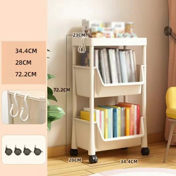 UXZDX Multifunctional mobile storage rack household kitchen trolley shelving multi-layer book toy storage rack (Color : D, Size : 34.4CM-28CM-118