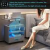 dnbss LED Nightstand with Charging Station & Sockets, Smart Bedside Table, Modern Night Stand for Bedroom, Large Side End Table, Laptop Tray Work