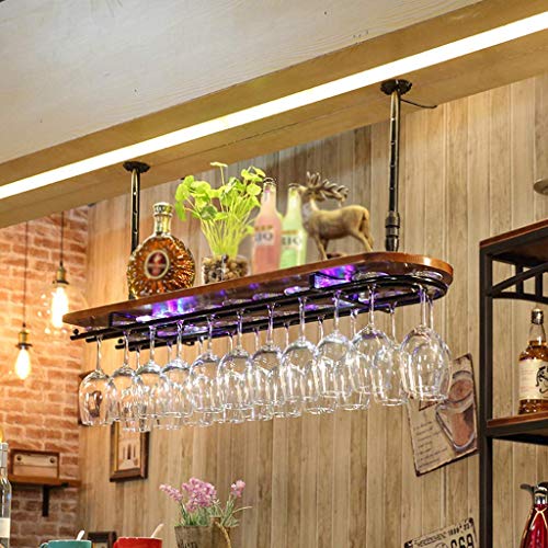 OUSIKA Wine Racks,Ceiling Wine Rack Adjustable Height Wall Mounted Hanging Wine Bottle Holder Metal Iron Wine Glass Rack Goblet Stemware Racks Vi