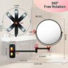 Bufccy Wall Mounted Makeup Mirror, 1X/10X Magnifying Mirror 8 Inch Double Side Extendable Bathroom Make Up Mirror with 360° Swing Arm