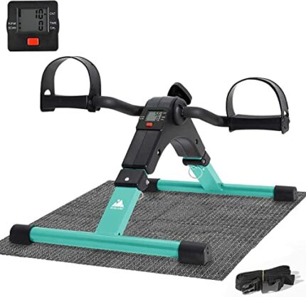 EVOLAND Pedal Exerciser Bike, Portable Home Fitness Mini Exercise Bike, Arm Leg Folding Exerciser Fitness Cycling with LCD Monitor and Adjustable