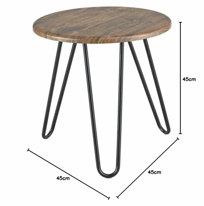 Aspect Brockton Round Side Table, Wood, Vintage 1, 45 x 45 x 45 cm