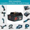 Powarobor 2 Pack 18V 5.5Ah BL1850B Compatible with Makita 5500mAh With LED Indicator Lithium Ion Replacement Cordless Battery BL1830 BL1830B BL18