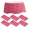 ZeriTlolen Round table cloth, Tbalecloth (Red and White, 3-Pcs)