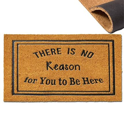 Assaoy Coir Door Mat with Heavy Duty Backing,There is no Reason for You to be here Funny Doormats,Welcome Floor Mat Entrance Rubber Rug Indoor Ou