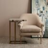 VERSANORA Teamson Home Extendable Side Sofa, End Table for Living Room, White Marble, Metal, Brass, Large