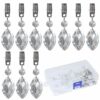 Swpeet 10Pcs Lute Tablecloth Weights with 10Pcs Metal Clip Kit, Crystal Glass Teardrop Prisms Pendant Tablecloth Weights for Picnic Tables Tablec
