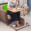 ybaymy Adjustable Side Table C Shaped End Table Movable Bedside Computer Couch Snack Table with Lockable Wheels Adjustable Height Sofa Side Table