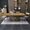 Dining Table, Solid Wood Dining Table and Chair Combination of 9 Pieces Square Dining Set Kitchen Furniture 160 x 90 x 76 cm, 1 Table 6 Chairs
