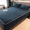 FKSDHDG Thick Quilted Mattress Cover Winter Plush Double Bed Fitted Sheets Sheet Pad Cover (Color : Argento, Size : 90x200x30cm)