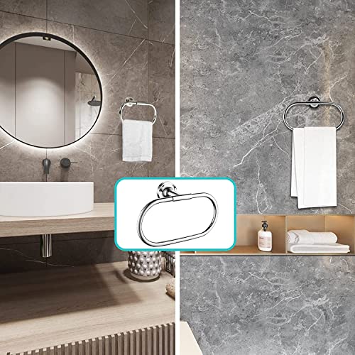 JASSFERRY Wall Mounted Oval Towel Ring Luxury Modern Design Bath Hand Towel Holder Hanger Polished Chrome