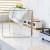 ARFUKA Hand Towel Holder Standing Fodable Towel Rack Headband Holder 3 Tier Tower Bar for Bathroom Kitchen Vanity Countertop White