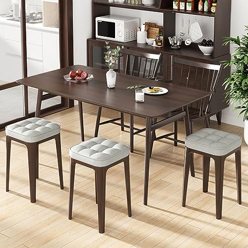 Bar Stools, Solid Wood Kitchen Stools with Cushion Counter Height Barstools with Wooden Base for Kitchen Dining Cafe