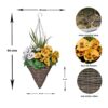 2 x Artificial Yellow and White Faux Silk Pansies and Grasses Rattan Cone Shaped Hanging Baskets Ideal for Home, Business, Outdoor Living 64cm/25