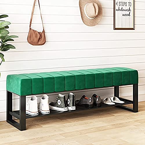 Luxurious Shoe Bench With Thickened Velvet Seat,Entryway Shoe Rack Bench Shoe Organizer,Modern Decorative Furniture,Orange,120X45X32Cm(47X18X13In