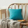 2 Pack Outdoor Waterproof Throw Pillow Covers, Garden Cushion Covers 18x18 Inches Blue Cushion Cases Garden Pillowcases Decorative Water Resistan