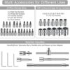 WAIZHIUA 46Pcs Socket Wrench Set, 1/4'' Drive Socket Wrench Driver Bits Set Metric Tool Kit with Flexible Extension Rods, Quick Release Reversibl