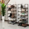 YIHATA 6-Tier Shoe Rack, 2 Pcs Metal Shoe Storage Organiser, Space-Saving Slim Adjustable Shoe Shelf for Closet, Entryway, Living Room, Bedroom,1