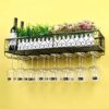 Wine racks Wall Mounted/Red Wine Glasses Storage Shelf/Black Metal Industrial Decoration Shelf/Wine Shelf Cabinet Organizer/for Bars, Home