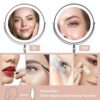 WITFAMILY Countertop Vanity Mirror， 8'' Rechargeable 1x/10x Magnifying Mirror with Lights，3 Color and Brightness Adjustable, Touch Control 360° R