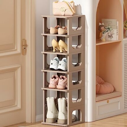 Shoe Organizer Cabinet,Adjustable Shoe Rack Closet Small Space,6 Tiers Shoe Rack for Entryway,Cubby Shoe Organizer For Closet,Shoes Storage Shelv