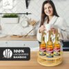 Jibb Rotating Coffee Syrup Rack - 7 Bottle Capacity - Lazy Susan Tray - Spinning Organizer - Tabletop Freestanding - Bamboo Construction - Anti-S