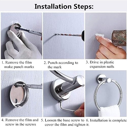 Voarge Stainless Steel Bath Towel Holder Hand Towel Ring Hanging Towel Hanger Bathroom Accessories Rustproof Polished Chrome Toilet Towel Ring Wa