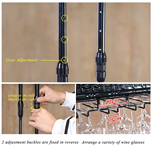 Ceiling Wine Racks | Hanging Wine Glass Holder | Vintage Wine Bottle Holder | Rustic Wall Mounted Stemware Holder| Adjustable Height