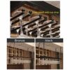 Stylish Simplicity Industrial Simple Wine Glass Hanger Bar Floating Stand Adjustable Kitchen or Office Cutlery Bottle Holder Vintage Iron Inverte