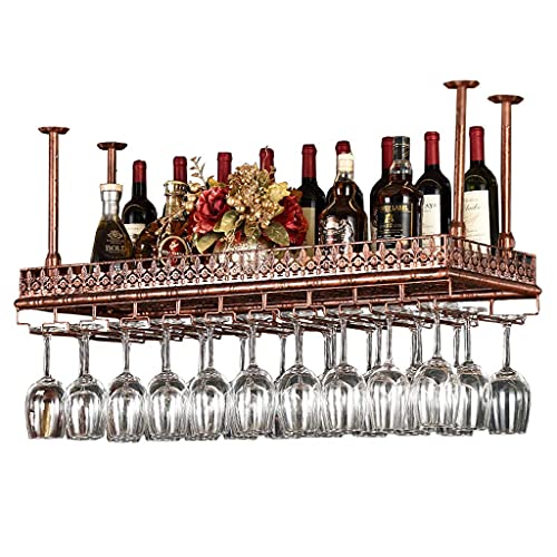 OUSIKA Wine Racks,Ceiling Mounted and Glass Holder, Metal Industrial Shelf Storage for Wall, Hanging Wine Glass Rack Holder for Bar Home Café
