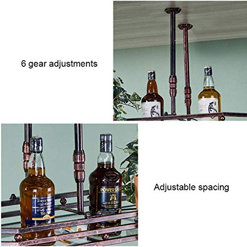 MiroDo Household Wine Shelf Cup Holder- Adjustable Height Ceiling Mounted Hanging Wine Bottle Holder Metal Wine Glass Rack Goblet Stemware Racks